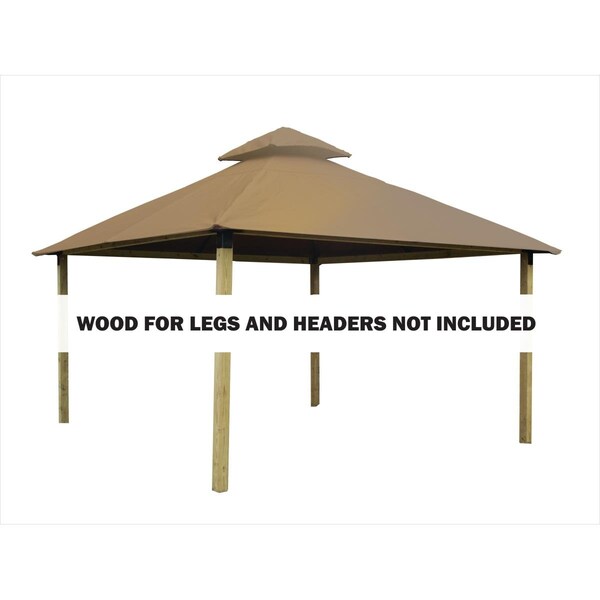 Acacia 14 sq. ft. Gazebo Roof Framing & Mounting Kit with Khaki Outdura Canopy AGOK14- KHAKI - main